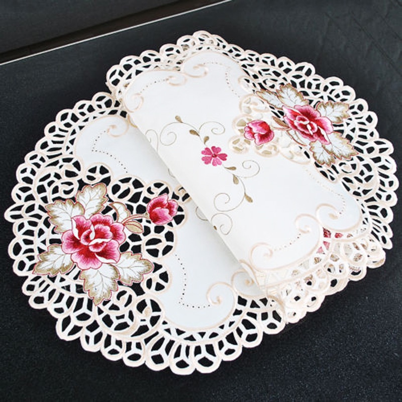 Khăn Trải Bàn Hình Tròn Phối Ren Hoa Phong Cách Vintage Dành Cho Trang Trí Tiệc Cưới