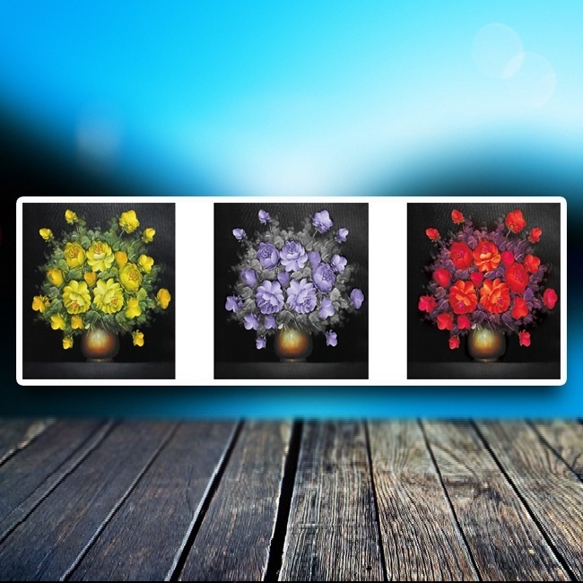 Tranh đính đá bình hoa,tranh gắn đá chưa gắn