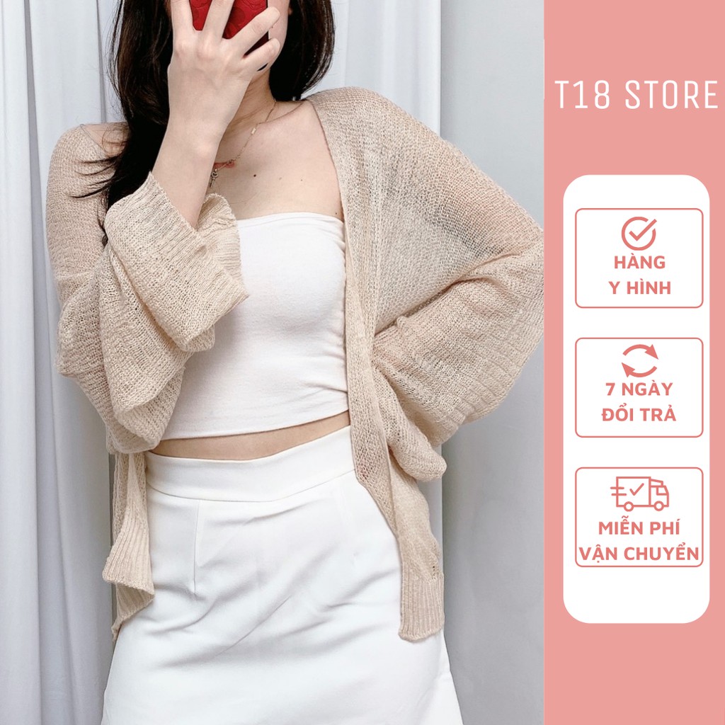 Áo cardigan nữ len mỏng form rộng ulzzang dệt kim dáng dài T18 STORE CD01