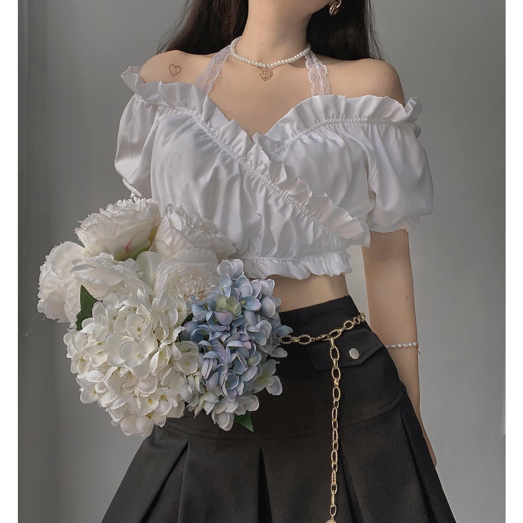 THE FANCE | Áo croptop lụa dây ren 4 kiểu mang CINDERELLA CROPTOP