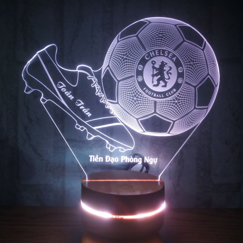 Đènled 3D 16 màu Giày và quả bóng logo Chelsea-Miễn phí khắc tên lên đèn