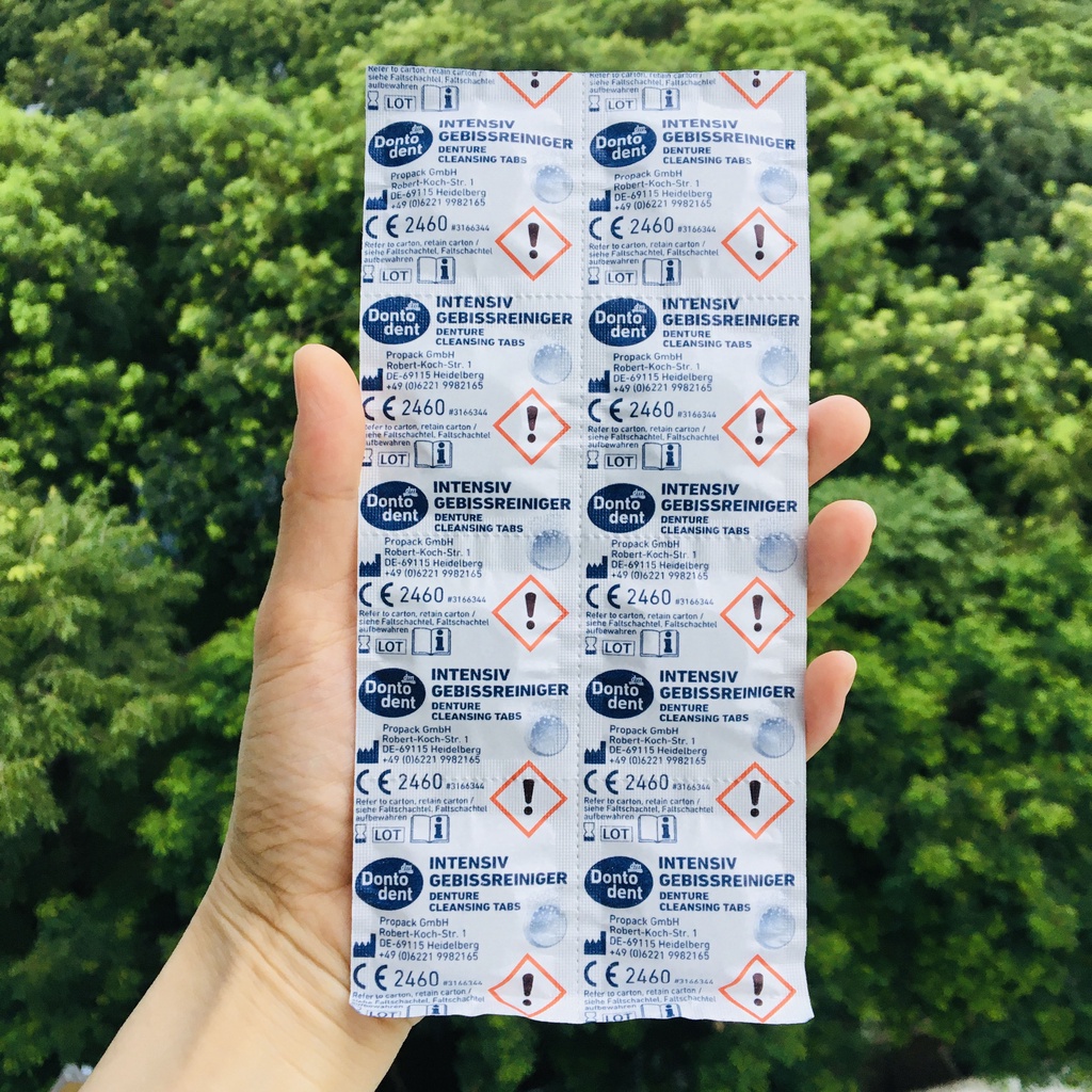 Viên sủi làm sạch răng giả và niềng răng có thể tháo rời Dontodent