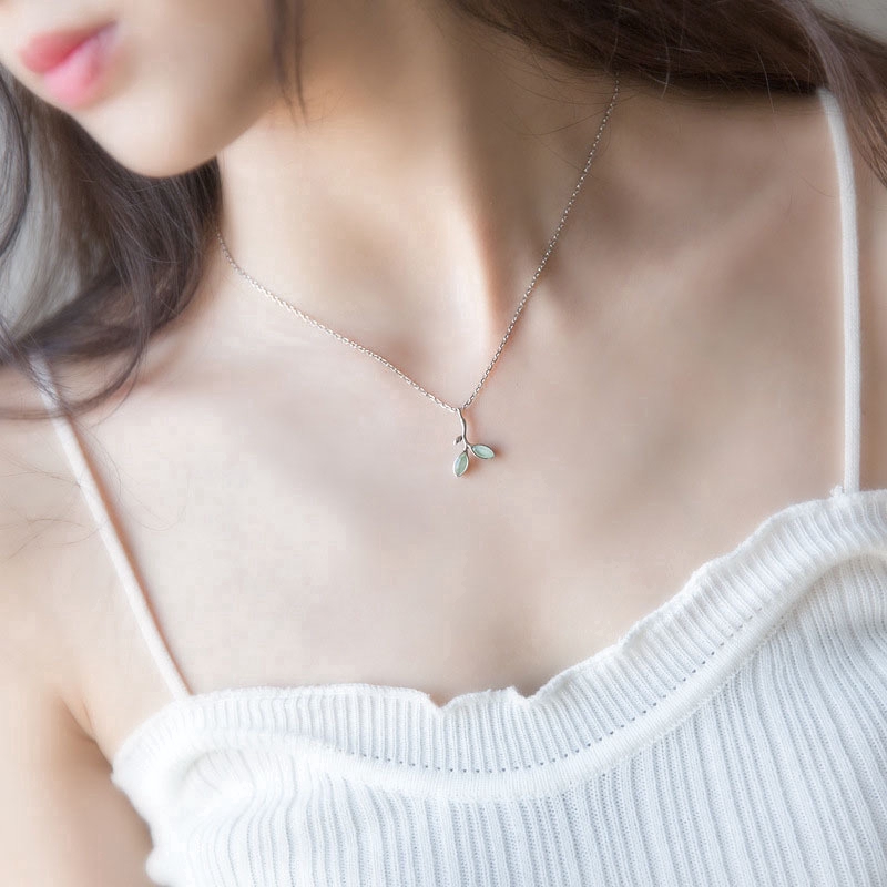 Vòng cổ choker MANYUE bạc kiểu chiếc lá đính pha lê thời trang dành cho nữ