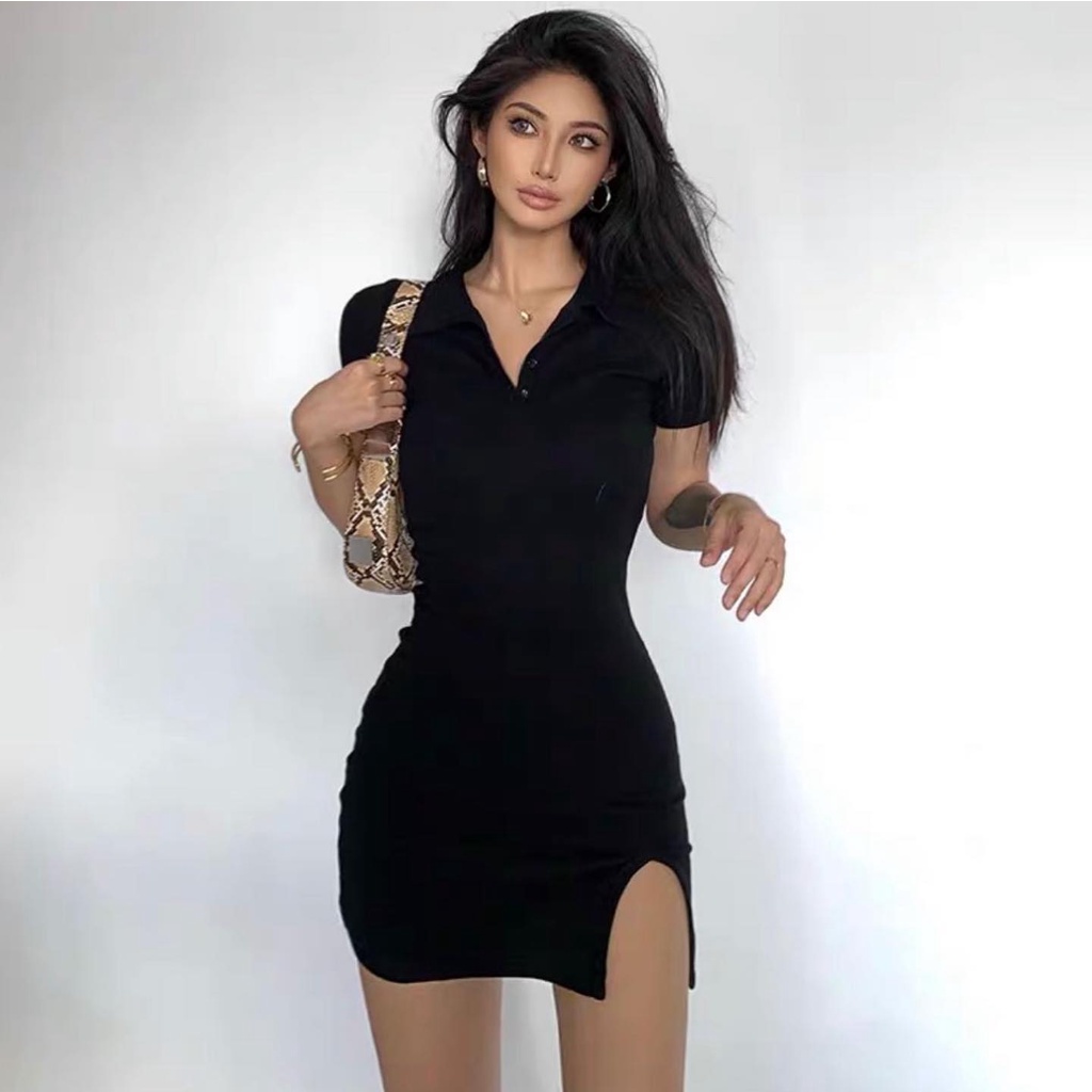 Váy Polo Xẻ Tà PEONYB Nữ [FREESHIP] 🌸 Đầm thun có cổ dáng suông ôm cộc tay màu pastel đẹp cá tính Ulzzang 🌸 | BigBuy360 - bigbuy360.vn