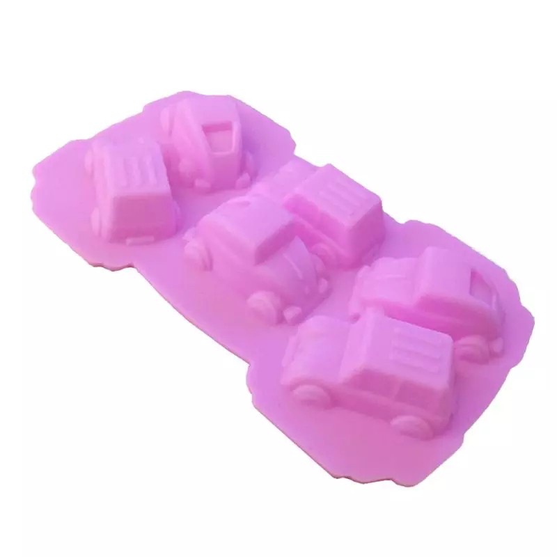 Khuôn Silicon Làm Bánh/Xà Phòng/Sô Cô La Hình Xe Hơi Hoạt Hình 6 Ngăn DIY