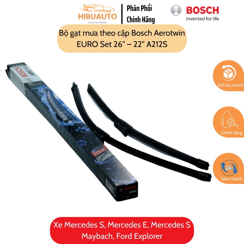 Bộ Gạt Mưa Bosch Aerotwin EURO Set Nhiều Kích Thước Sử Dụng Cho Nhiều Dòng Xe Khác Nhau - Chính Hãng
