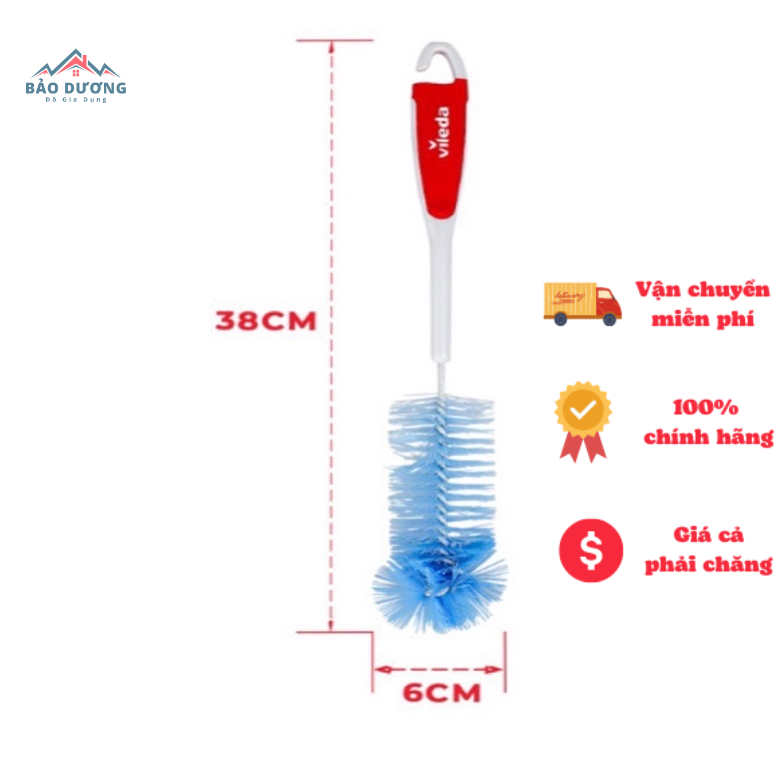 Cọ rửa chén, cốc cầm tay dài Vileda nhập khẩu Đức