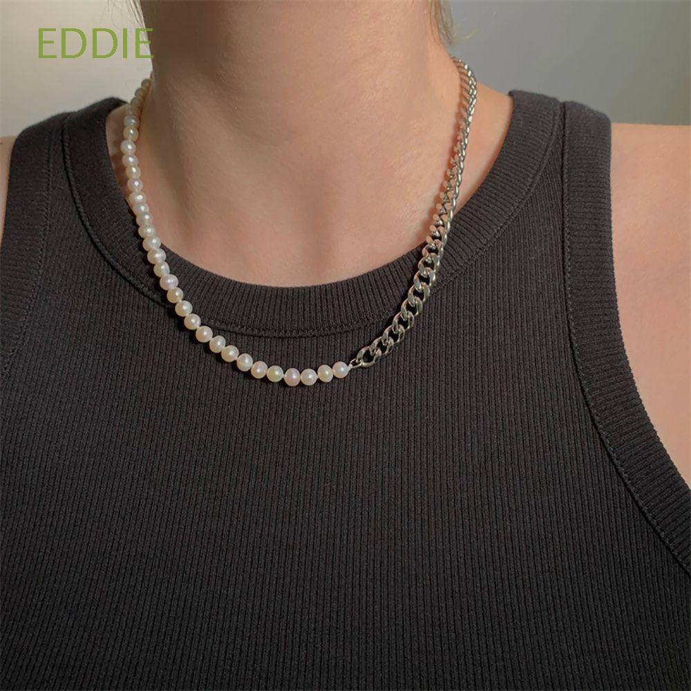 Vòng Cổ Choker Bằng Thép Không Gỉ Đính Ngọc Trai Cá Tính Phong Cách Hàn Quốc Dành Cho Nam