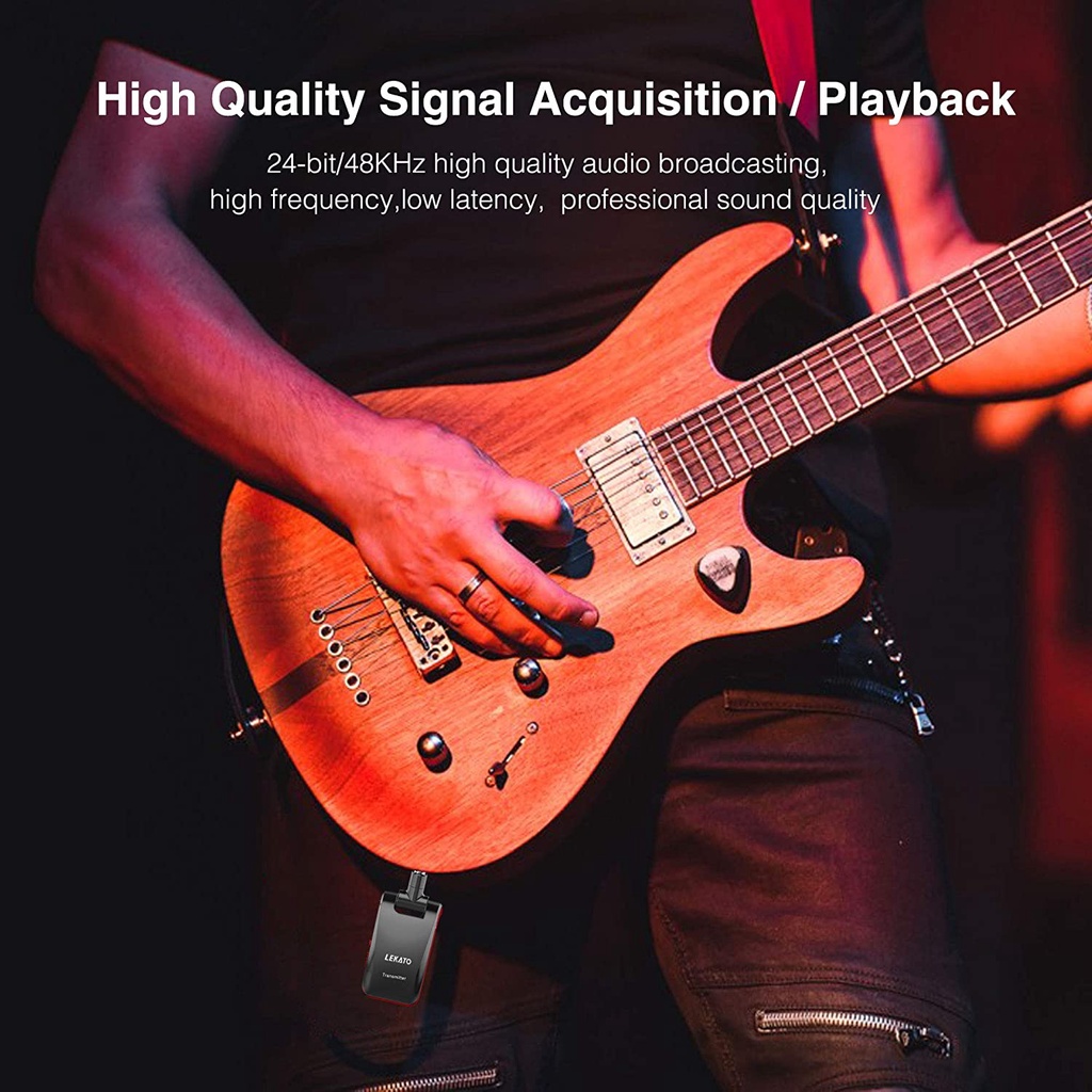 Bộ thu phát bluetooth LEKATO tín hiệu không dây đàn Guitar Lekato WS-60 2 trong 1 với 6 kênh 2.4GHz