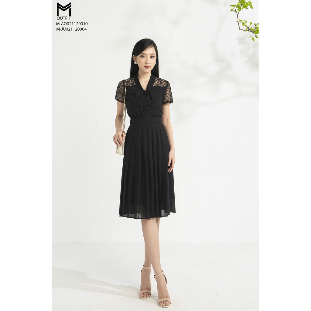 Áo Sơ Mi Cộc Tay nẹp mở tay phối ren MMOutfit M-AO021120010