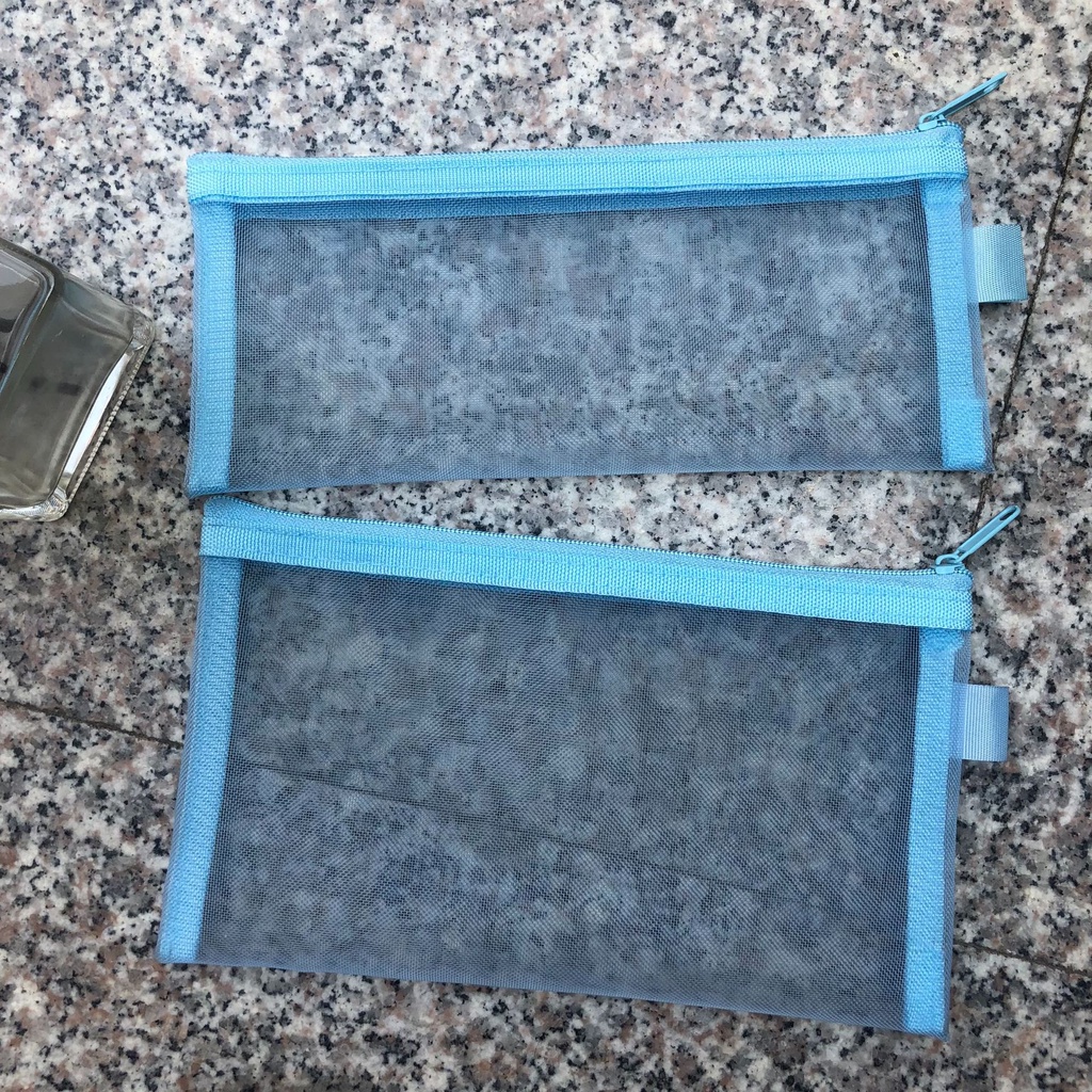 Túi Đựng Bút A6 Nylon Trong Suốt Dạng Lưới Có Khóa Kéo Kích Thước 20.5x12cm
