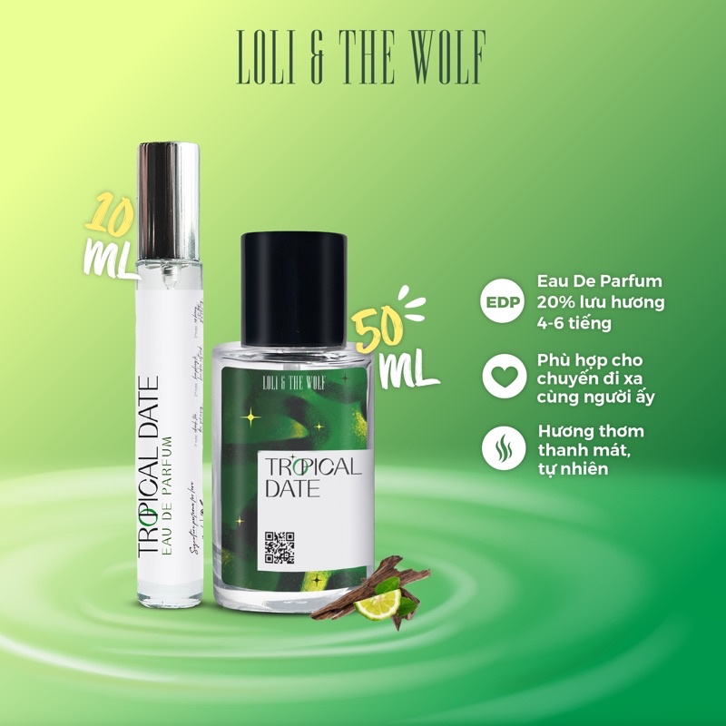 Nước hoa nữ thơm lâu chính hãng Tropical Date Eau De Parfum chai 10ml, 50ml - LOLI & THE WOLF