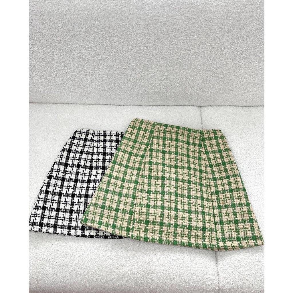 CHÂN VÁY TWEED fome chữ A may lót quần