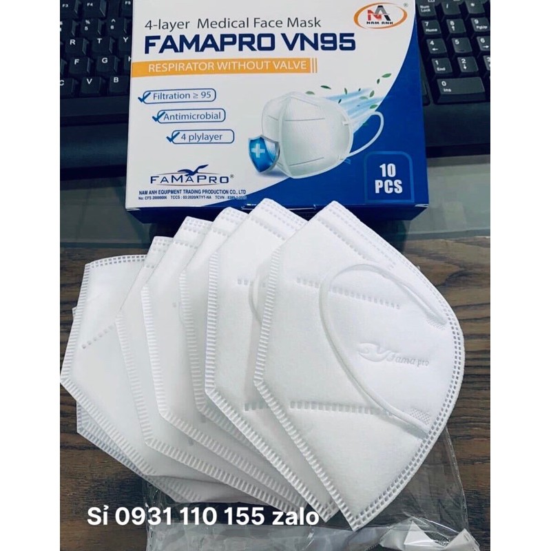 [Mã COSDAY giảm 8% đơn 150K] Hộp 10 cái Khẩu trang y tế 4 lớp VN95, N95, KN95 Famapro Nam Anh Hàng xuất khẩu