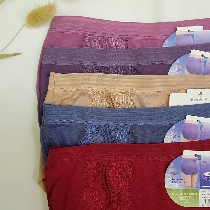 Quần Lót nữ Bigsize Sọc Ren - Chất Cotton - Thoáng mát, mềm mại - Freesize cho nàng dưới 80kg
