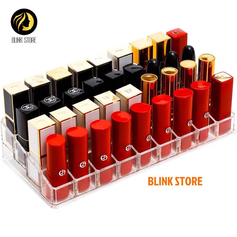 Khay đựng son 9,12,24,36 ô chất liệu mica trong suốt, kệ son loại dày cao cấp - Blink Store