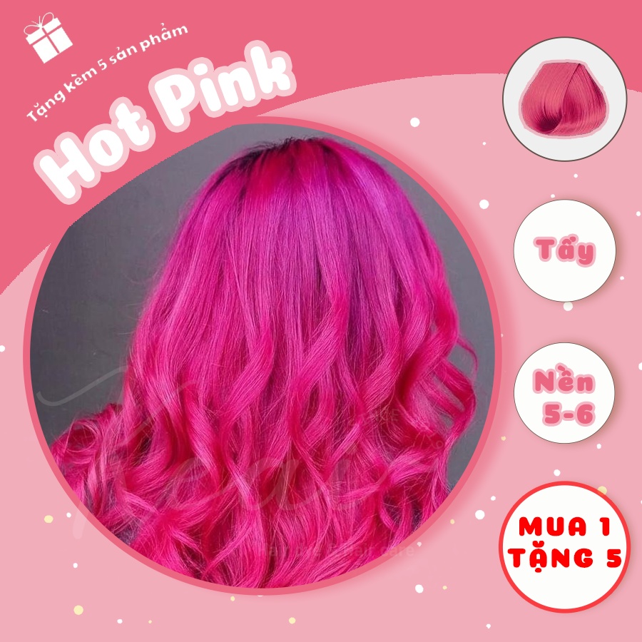 Thuốc nhuộm tóc tại nhà Hot Pink - kèm oxy - cần sử dụng thuốc tẩy tóc - Keai Hair Dye