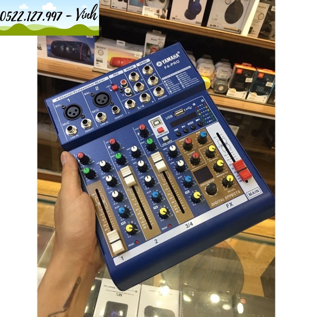 Mixer Yamaha F4 Pro - Tích hợp vang số 16 chế độ vang- Chuyển đổi thành soundcard livestream karaoke - Gia Khang shop