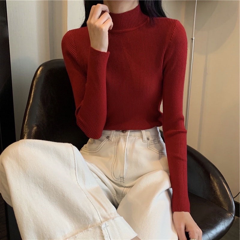 [ Miễn Phí Ship] Áo Len Cổ 3 Phân( Mã mơi full màu)