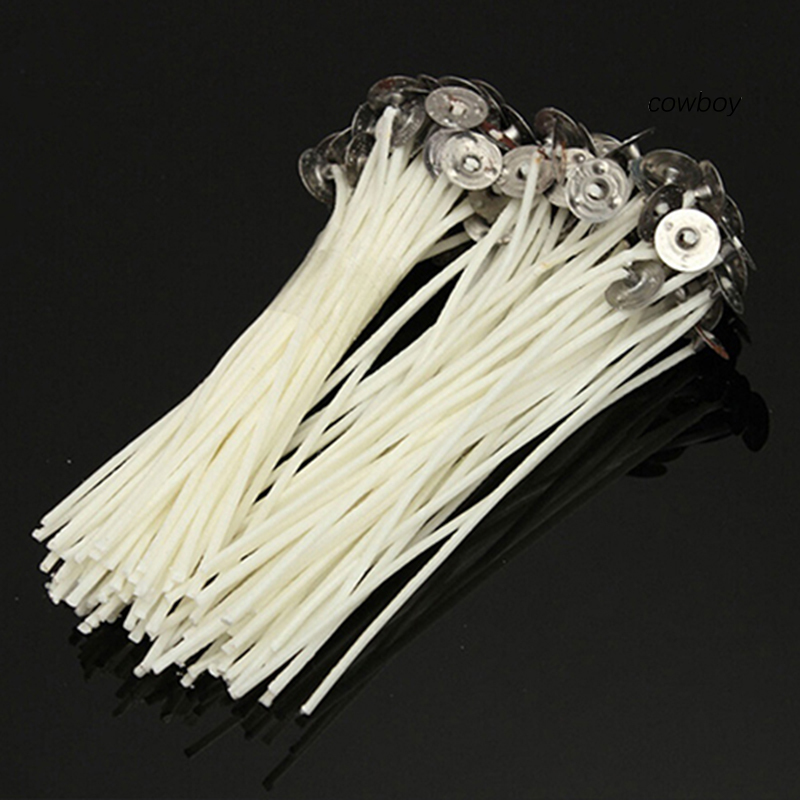 COW|30 Pcs Candle Wicks Cotton Core Waxed Wick with Sustainer for Candle Making