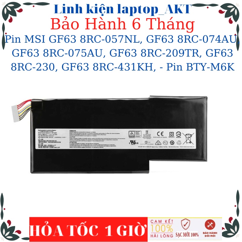 Pin laptop MSI GF63 8RC-057NL, GF63 8RC-074AU, GF63 8RC-075AU, GF63 8RC-209TR, GF63 8RC-230, GF63 8R