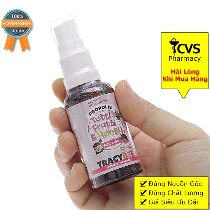 Keo Ong Tutti Frutti &amp; Honey Tracybee Vị Trái Cây - Dạng Xịt Hỗ Trợ Giảm Ho, Viêm Họng Trẻ Em