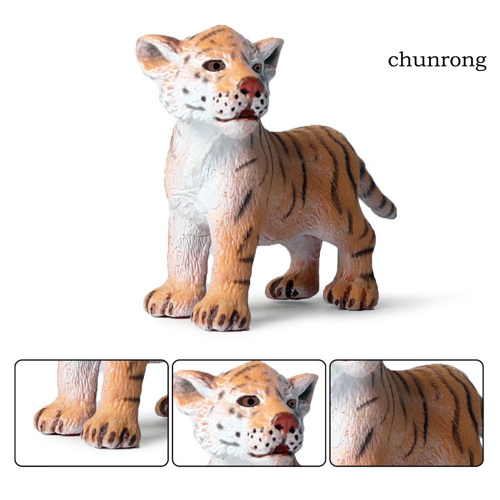 CR+1/4Pcs Kids Cute Simulated Solid Tiger Model Action Figure Toy Desktop Ornament