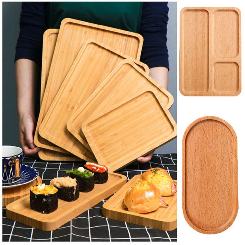 CONOPERYKhay phục vụ  bằng gỗ tre hình chữ nhật đựng trà/ trái cây