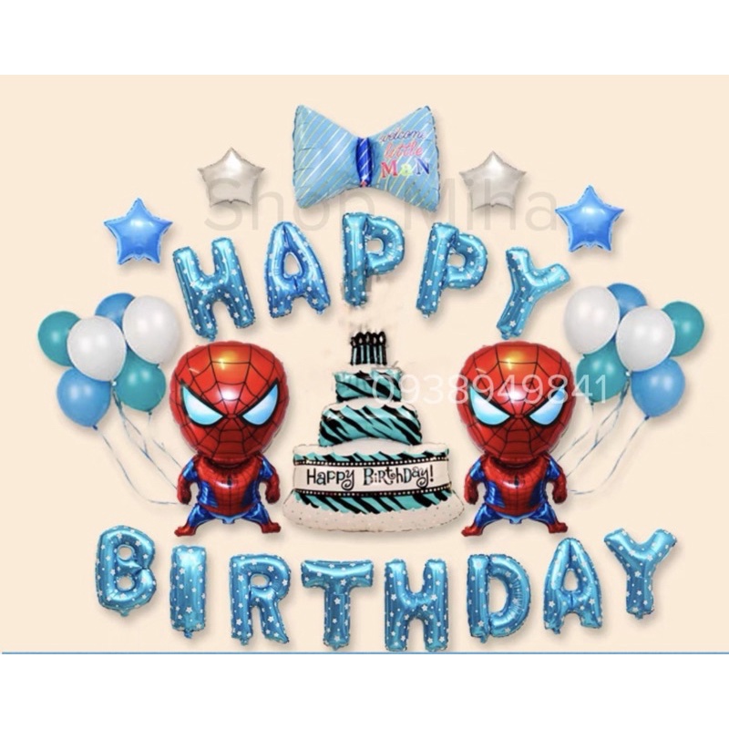 set trang trí sinh nhật siêu nhân, người nhện cho bé trai thích siêu anh hùng