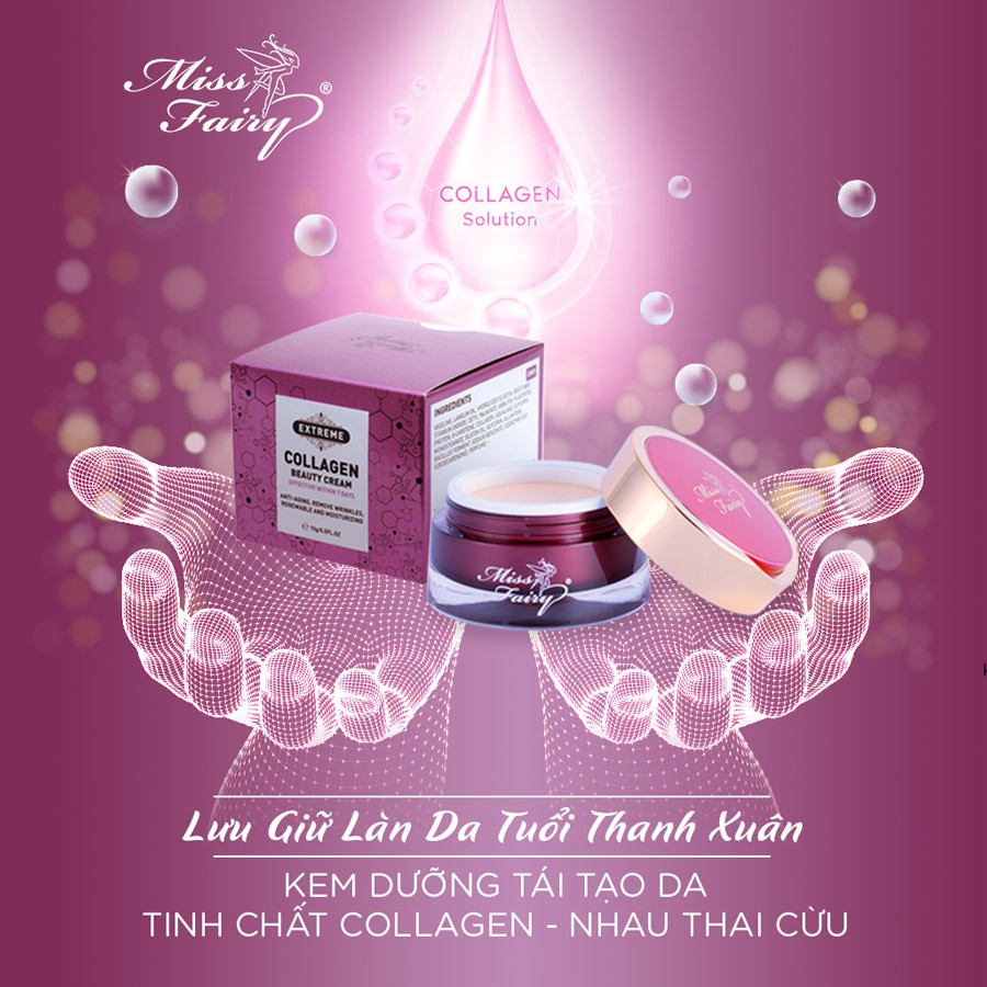 Kem Face hỗ trợ tái tạo da Collagen & Nhau thai Cừu Miss Fairy - Phục hồi da hư tổn - Nâng cơ chống chảy xệ