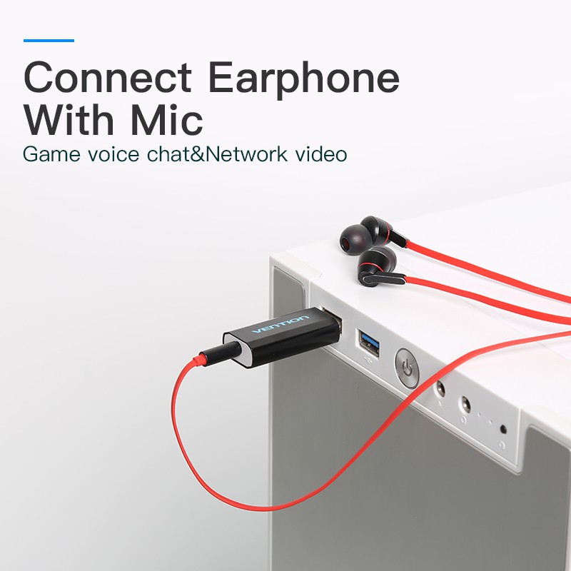 Usb chuyển đổi âm thanh Vention từ AUX Jack 3.5mm sang Mic 5.1