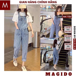 quần yếm jean nữ 💚 yếm bò nữ quần dài ,phong cách trẻ trung ,quần yếm ống suông, ulzzang ,thoi trang hàn quốc MAGIDO