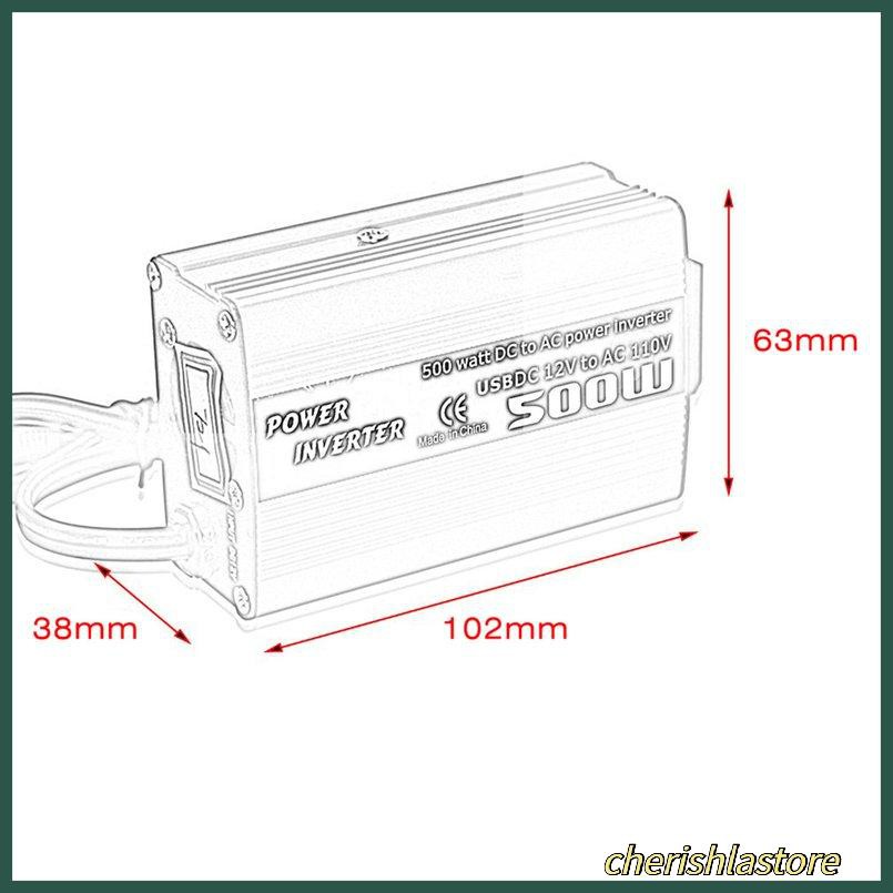 Bộ Chuyển Đổi Nguồn Điện Dc Sang Ac 12v Sang 110v 220v Ac 500w Cho Xe Hơi