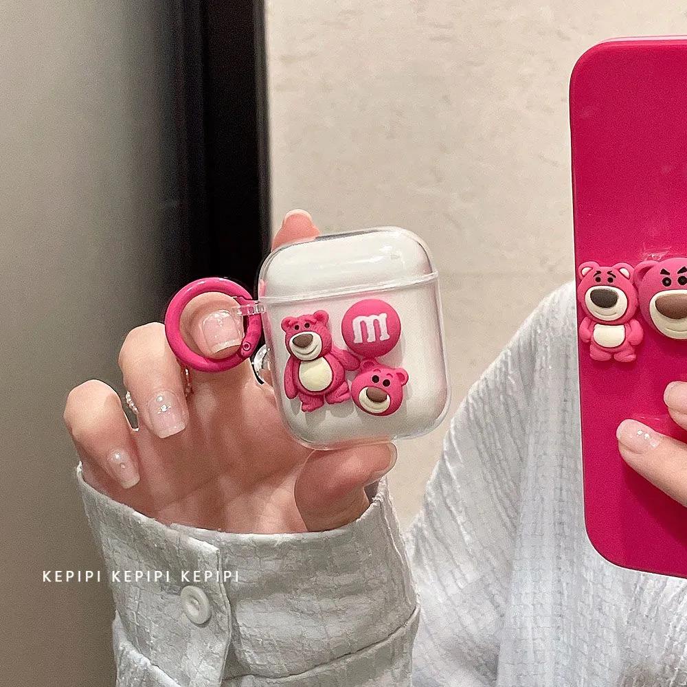 Vỏ Bảo Vệ Hộp Sạc Tai Nghe Airpods 1/2/3/pro Bluetooth Không Dây Mềm Hình Chú Gấu Nâu 3D Dễ Thương