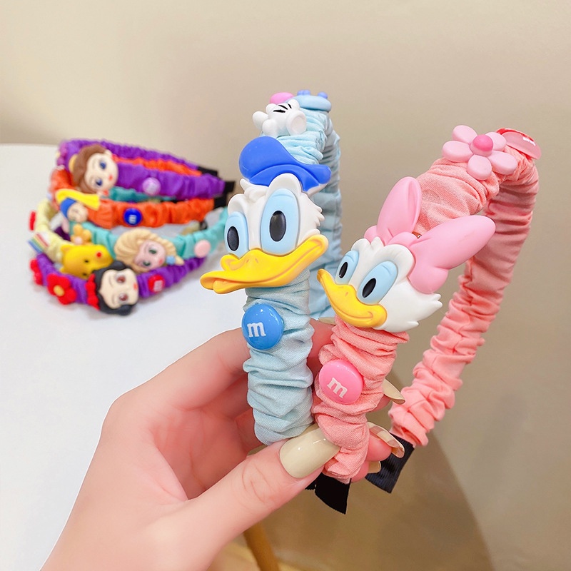 Băng Đô Cài Tóc Vải Dập Nổi Họa Tiết Hoạt Hình AKKU