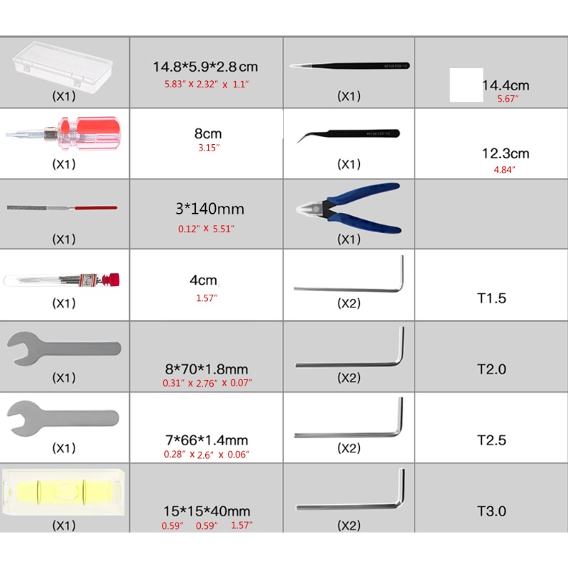 Set 18 Dụng Cụ Hỗ Trợ Tháo Lắp Phụ Kiện Máy In 3D