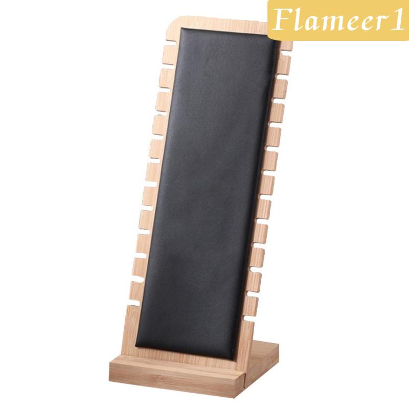 [Flameameer1] Giá Đỡ Trưng Bày Trang Sức Bằng Gỗ Tre Và Da Để Bàn Thanh Lịch