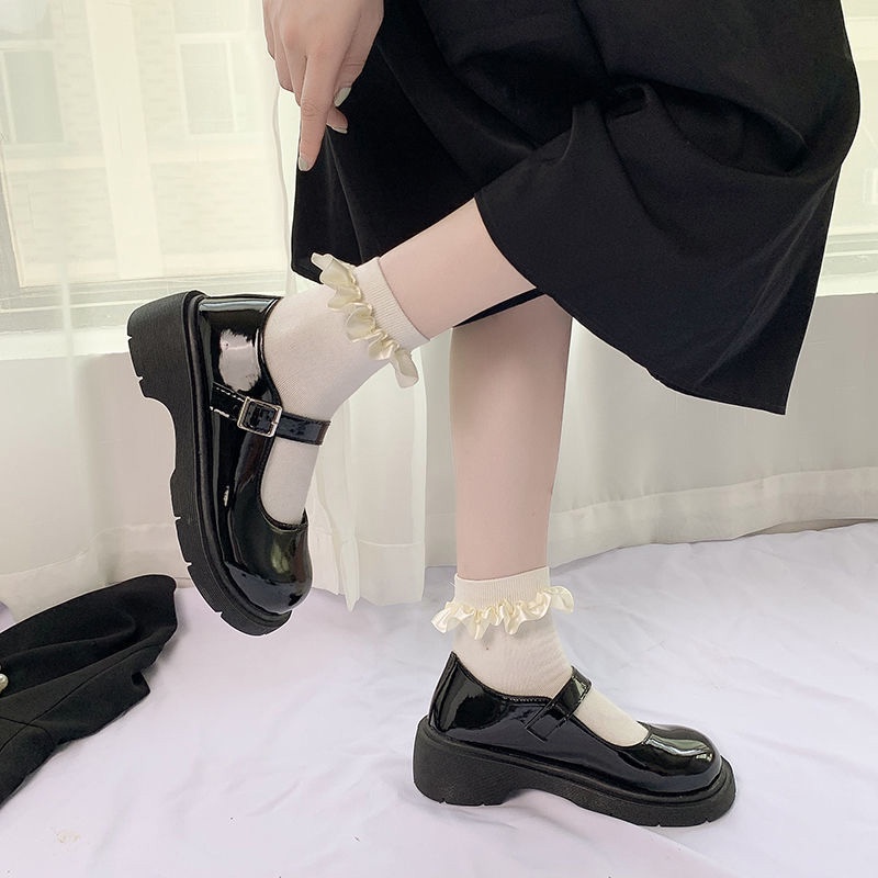 Giày Lolita Trắng Giày Lolita Nữ Đế Cao 4Cm Chất Da Bóng Giá Rẻ Cao Cấp Hottrend  LB022-Molita