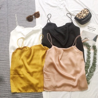 Áo hai dây phi lụa cổ đổ - Áo ulzzang