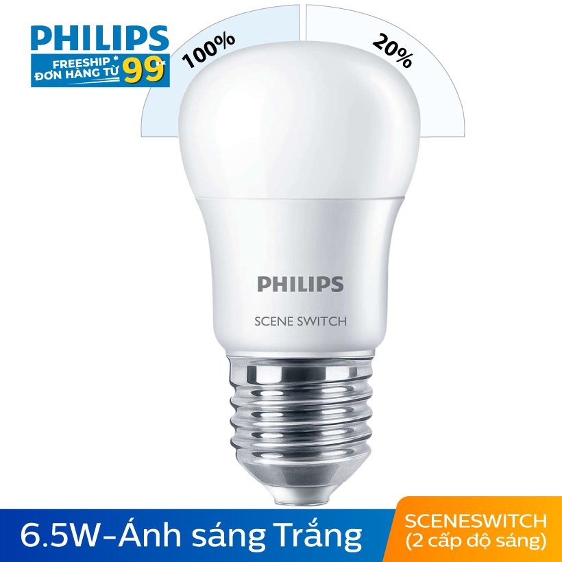 Bóng Đèn Philips LED Scene Switch 2 Cấp Độ Chiếu Sáng 6.5W 6500K E27 P45 - Ánh Sáng Trắng | BigBuy360 - bigbuy360.vn