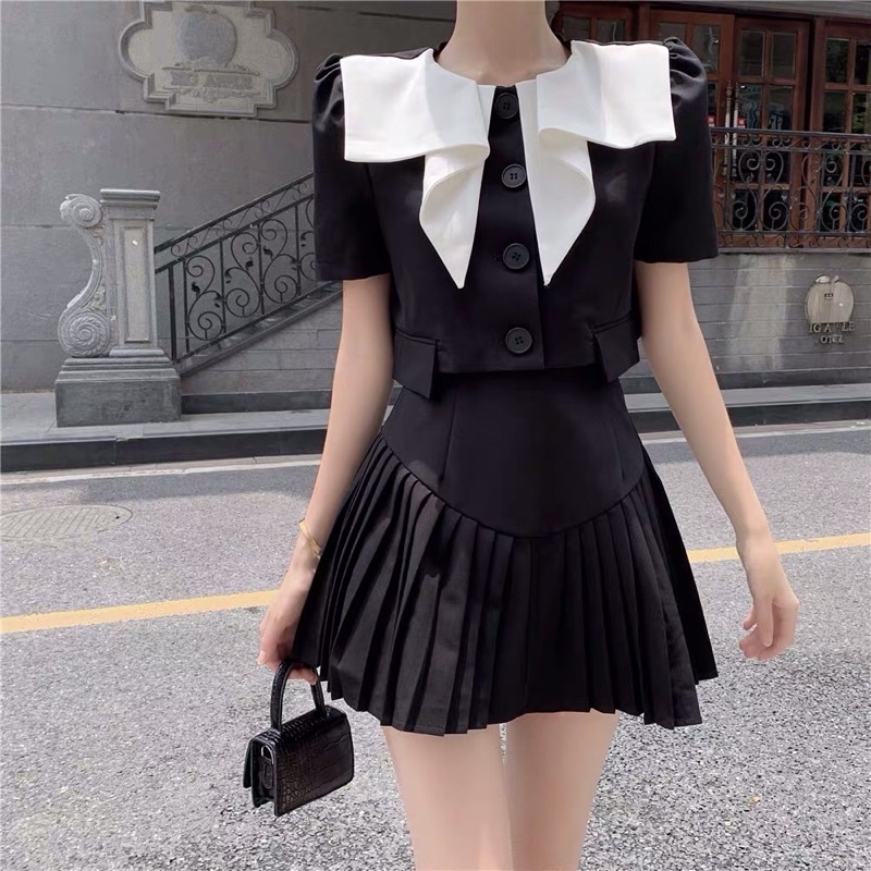 Sét Váy Ulzzang Chân Váy Xếp Ly Phong Cách Hàn Quốc-Hàng Quảng châu- Có Sẵn | BigBuy360 - bigbuy360.vn