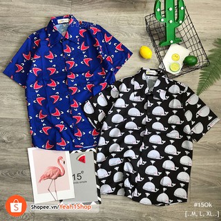 [Yeah1Shop]- Áo sơ mi hoạt hình cá mập/ cá voi (M, L,XL) (SMHH)