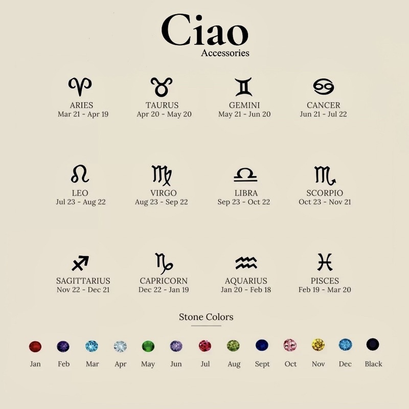 [SPECIAL] Dây chuyền/ Vòng cổ titan không gỉ thiết kế đính đá 12 cung hoàng đạo Zodiac Ciao