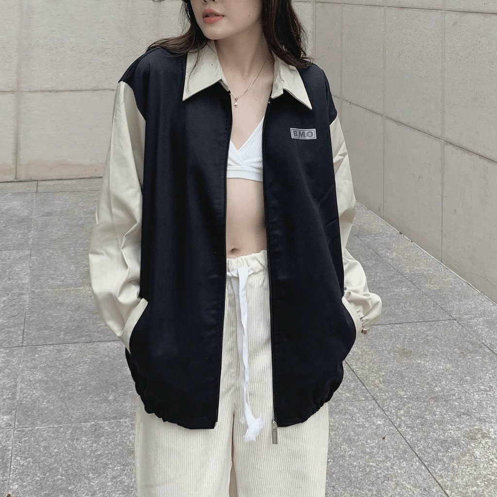 (MẪU MỚI) ÁO KHOÁC KAKI NAM NƯC QUỐC DÂN CỔ BẺ THÊU BMO TAY PHỐI RẮP LĂNG SHOP VALENTINA