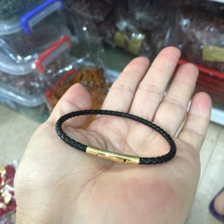 Vòng đeo tay dây da phong thủy. Móc không đen không rỉ