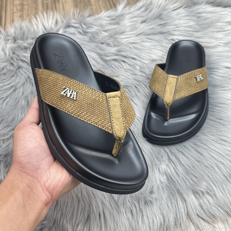 Dép kẹp Da Cao cấp Dép xỏ ngón in hoạ tiết dập vân đế cao su