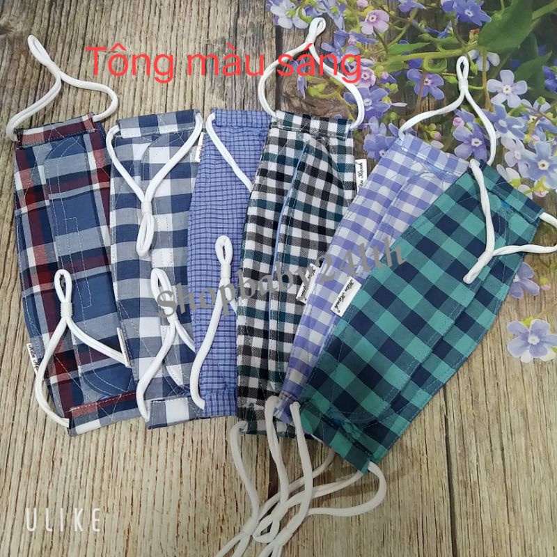 Khẩu trang vải 3 lớp cao cấp, khẩu trang cá cotton sọc, thoáng khí,thấm hút mồ hôi,chống nắng tốt,ảnh thật