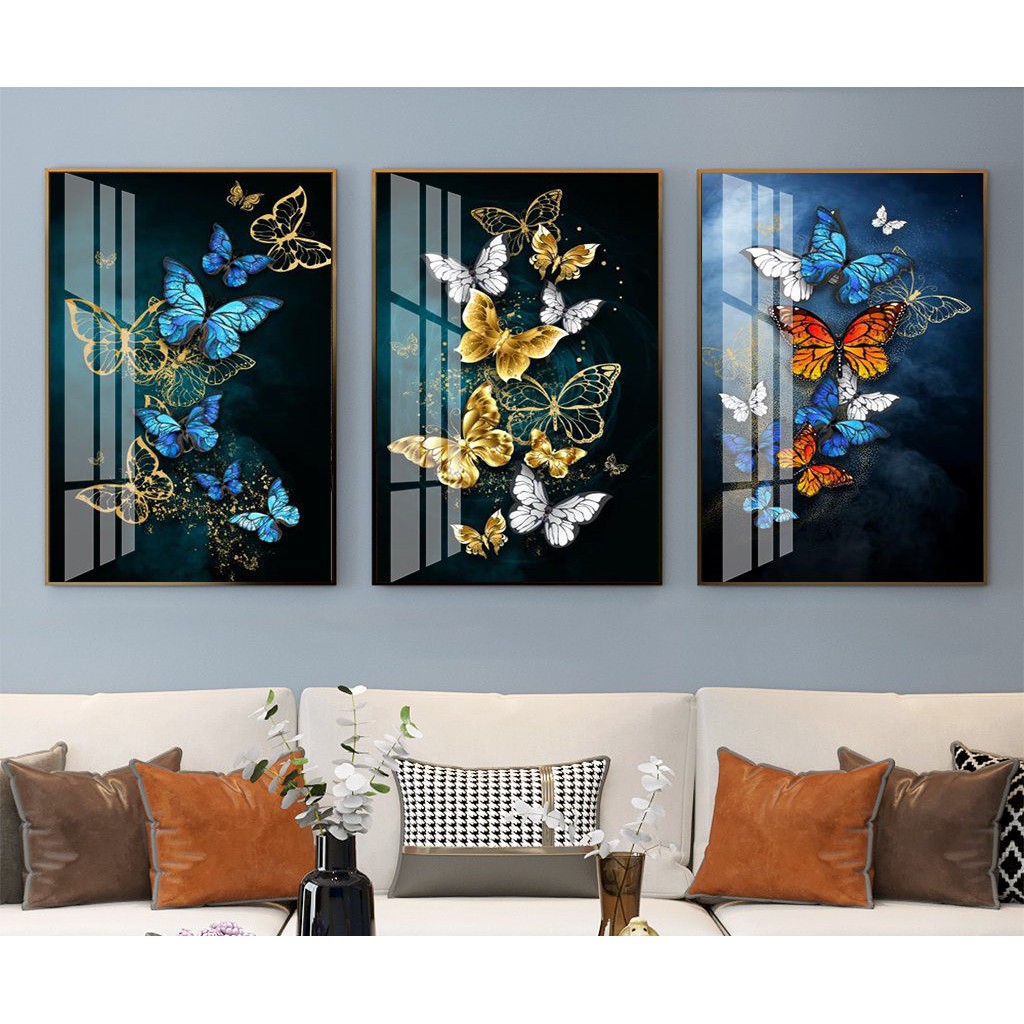TRANH BỘ 3 TREO TƯỜNG CỠ ĐẠI (30 x 40cm x3 bức) - HƯƠU TÀI VƯỢN - GIÁ RẺ - MELYHOME- TB31009FGC5