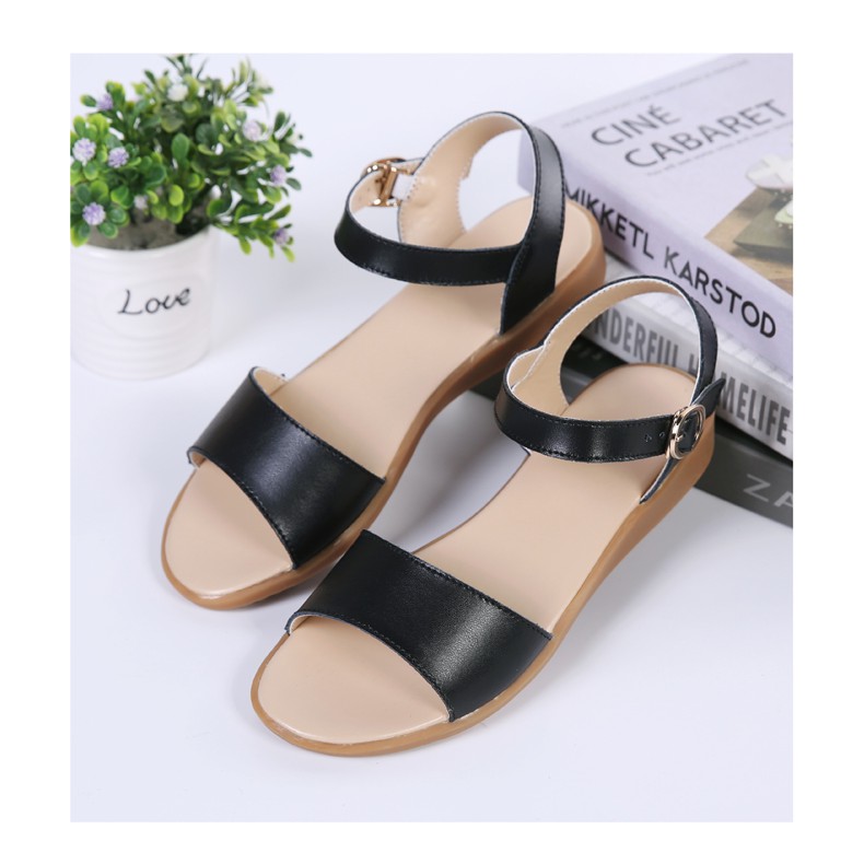 【bán như tôm tươi】Giày sandal da bò sản xuất thủ công thời trang dành cho nữ Dép nữ chống mài mòn nhẹ Giày phẳng Có sẵn trong nhiều màu sắcSandal da phong cách công sở thời trang cho nữ