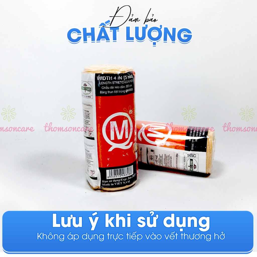 Băng chun vải co giãn bó gối, cổ tay, cố định vết thương Minh Quang, băng thun y tế